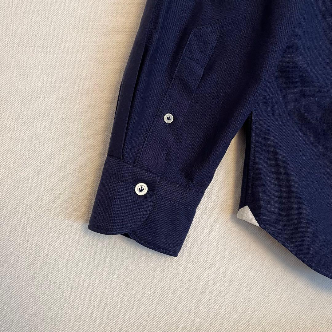 【希少XL★未使用級】ジャンネットワイドスプレッドカラーシャツ★ネイビー刺繍ロゴ