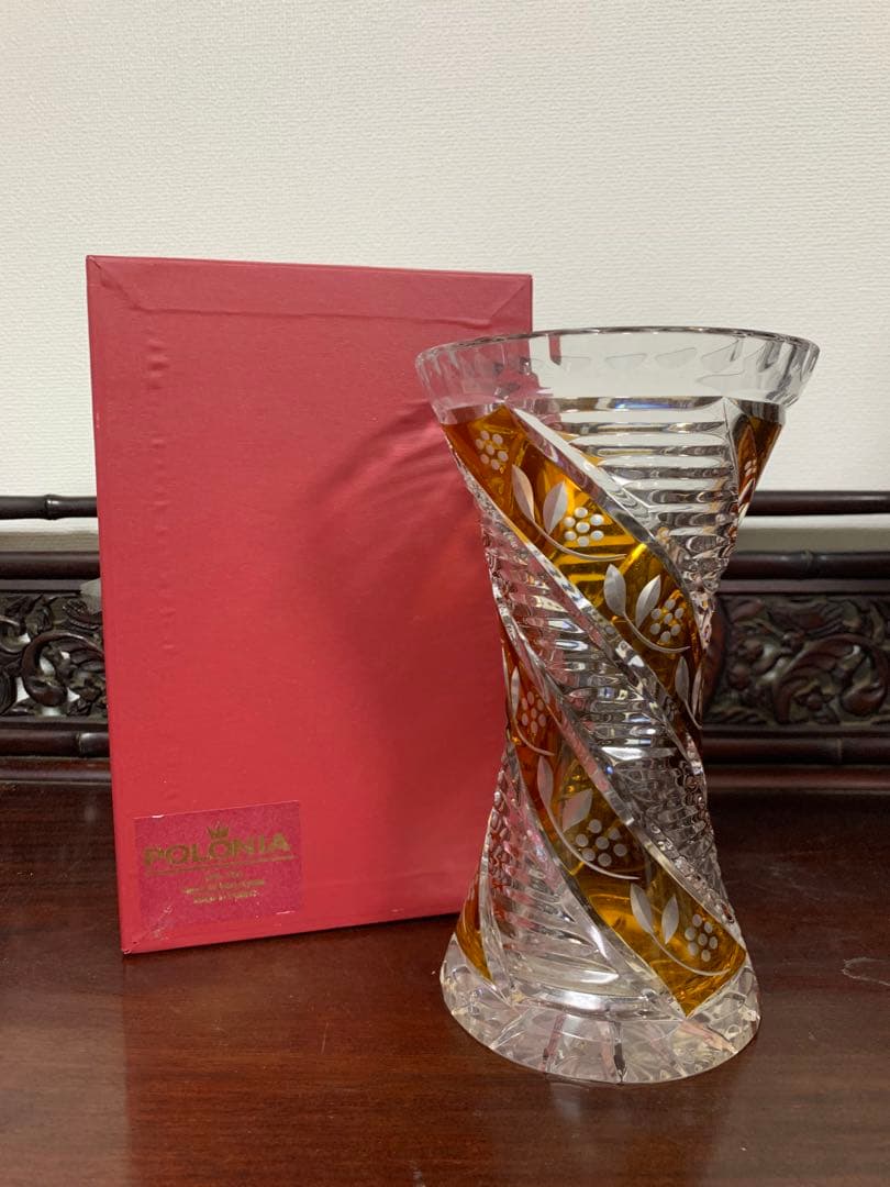 POLONIA ポロニア 切子 花瓶 フラワーベース 花器 クリスタルガラス