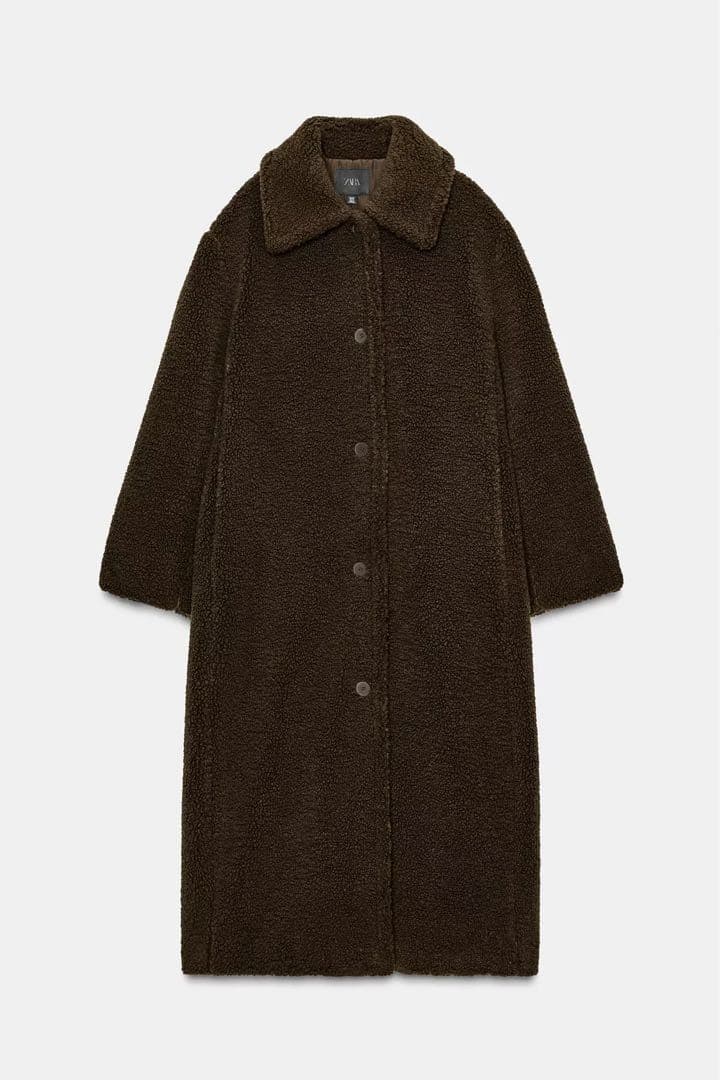 ZARA ボアロングコート ブラウン
