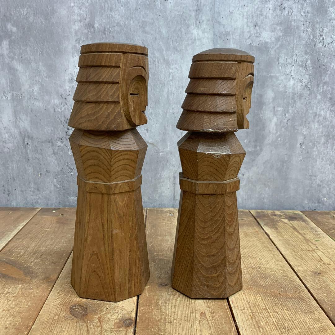 4F 【縁起物】アイヌ伝統工芸 木彫り ニポポ人形 ペア セット