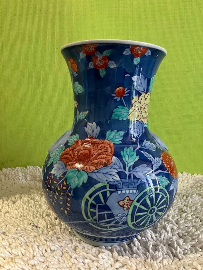 花舟 花瓶 有田焼 色絵