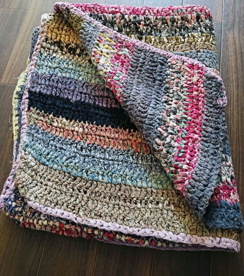 レア美品　昔の針編みの襤褸のフリークロス　敷物