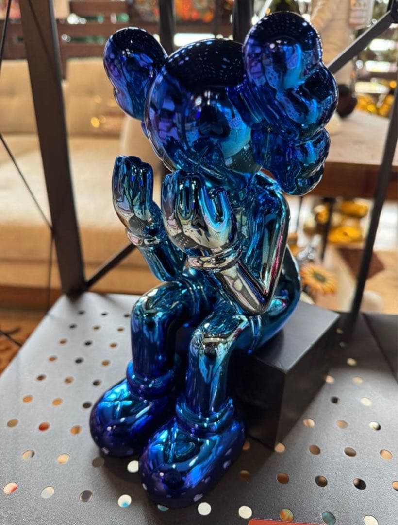 ブルー メタリック フィギュア風 オブジェ インテリア 置物