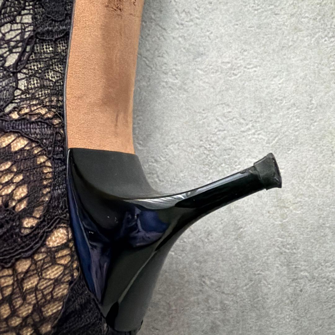 JIMMY CHOO ブラック レース ハイヒール　23.5