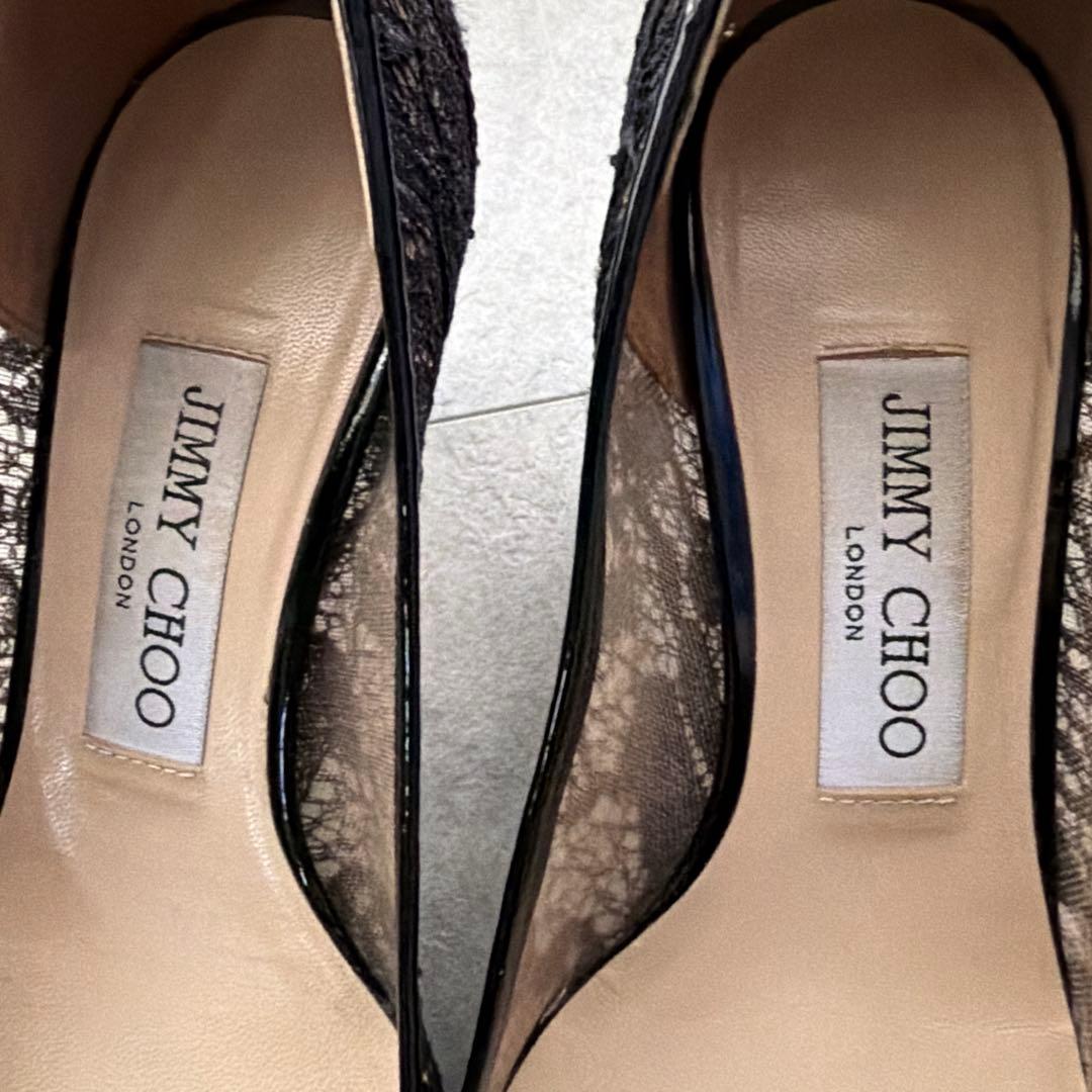 JIMMY CHOO ブラック レース ハイヒール　23.5