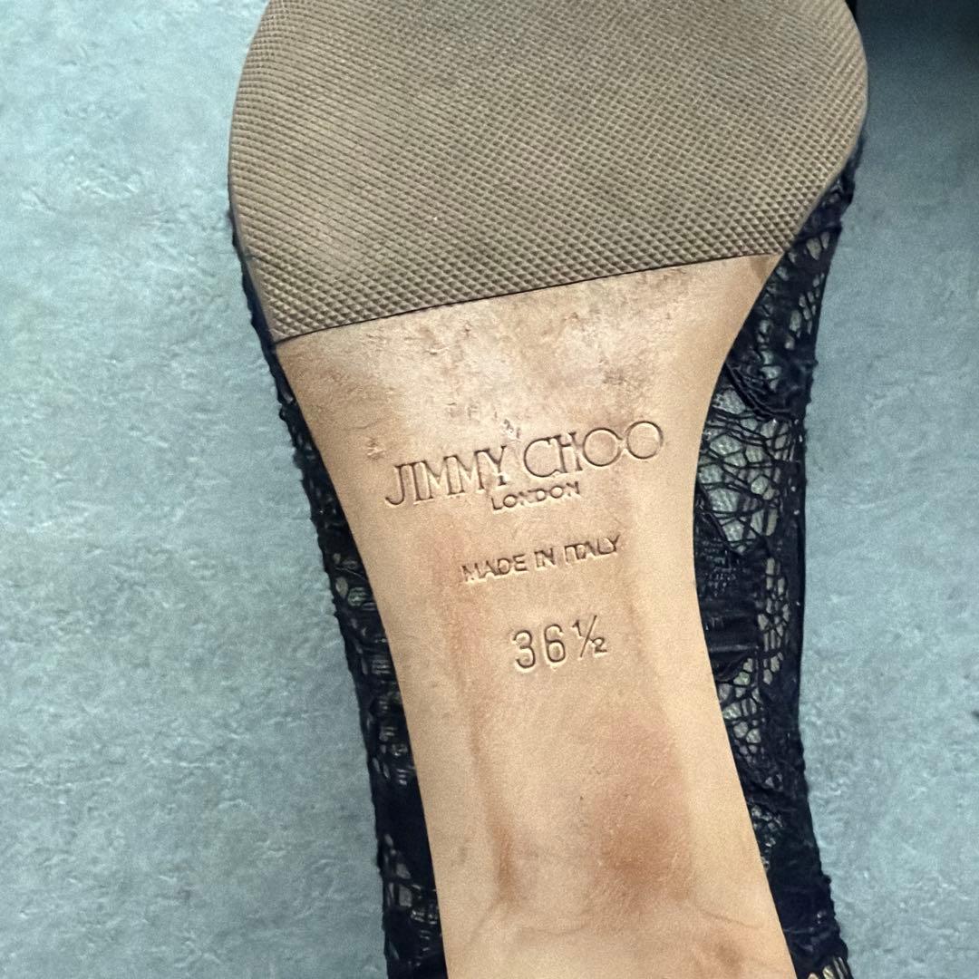 JIMMY CHOO ブラック レース ハイヒール　23.5