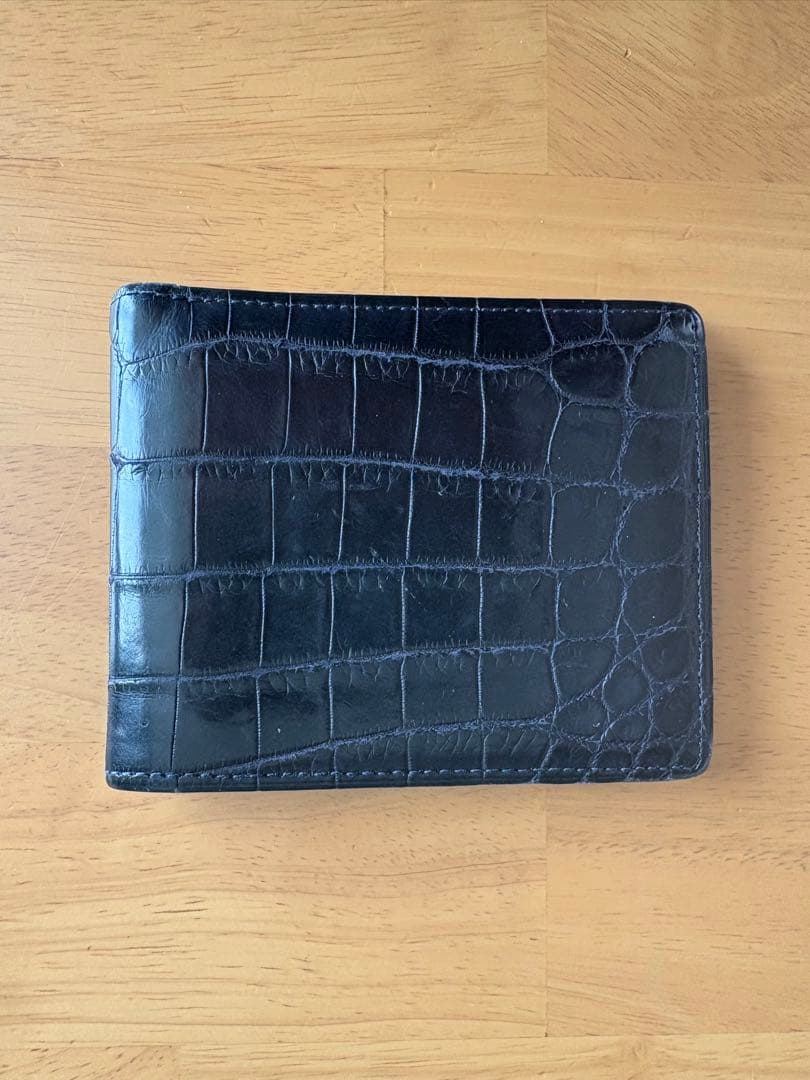 【CYPRIS】クロコ×リザード 二つ折り札入れ ネイビー＋クロコ小銭入れ付