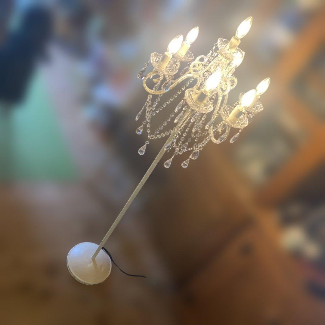 シャンデリアスタイル フロアスタンド 7灯　ホワイト　姫系