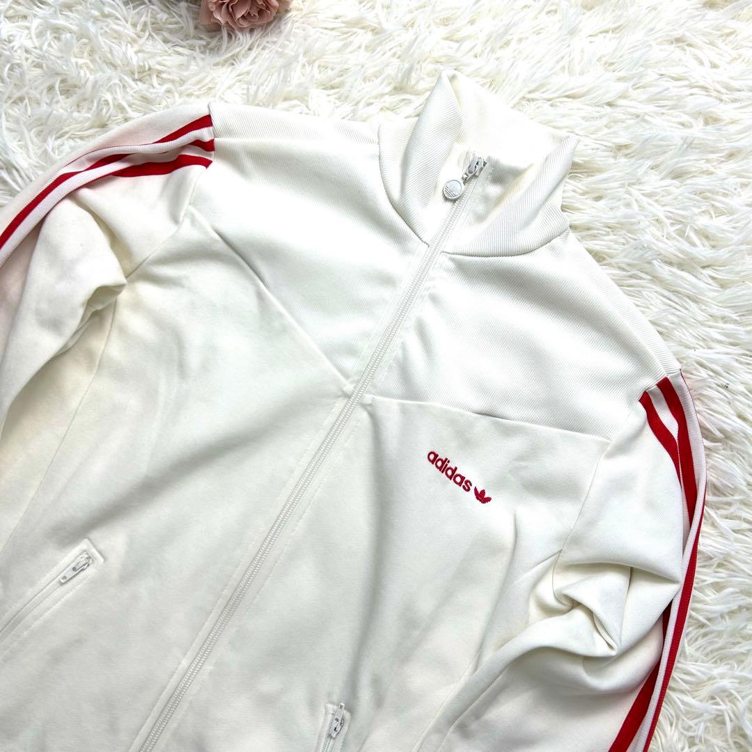 adidas アディダス ☆ジャージ トラックジャケット ホワイト レッド L
