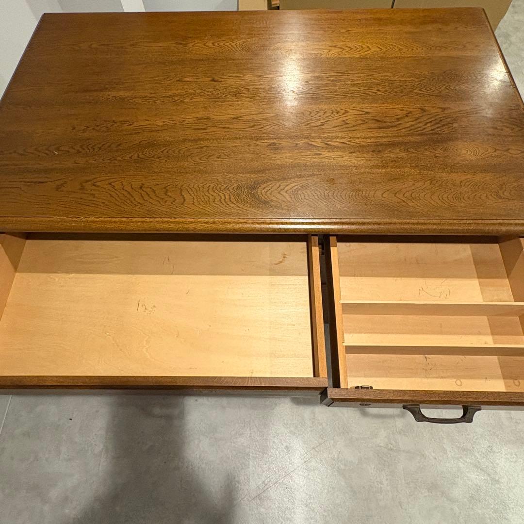 浜本工芸 片袖机 ナラ材 クラシック 書斎机 学習机 パソコンデスク オーク材