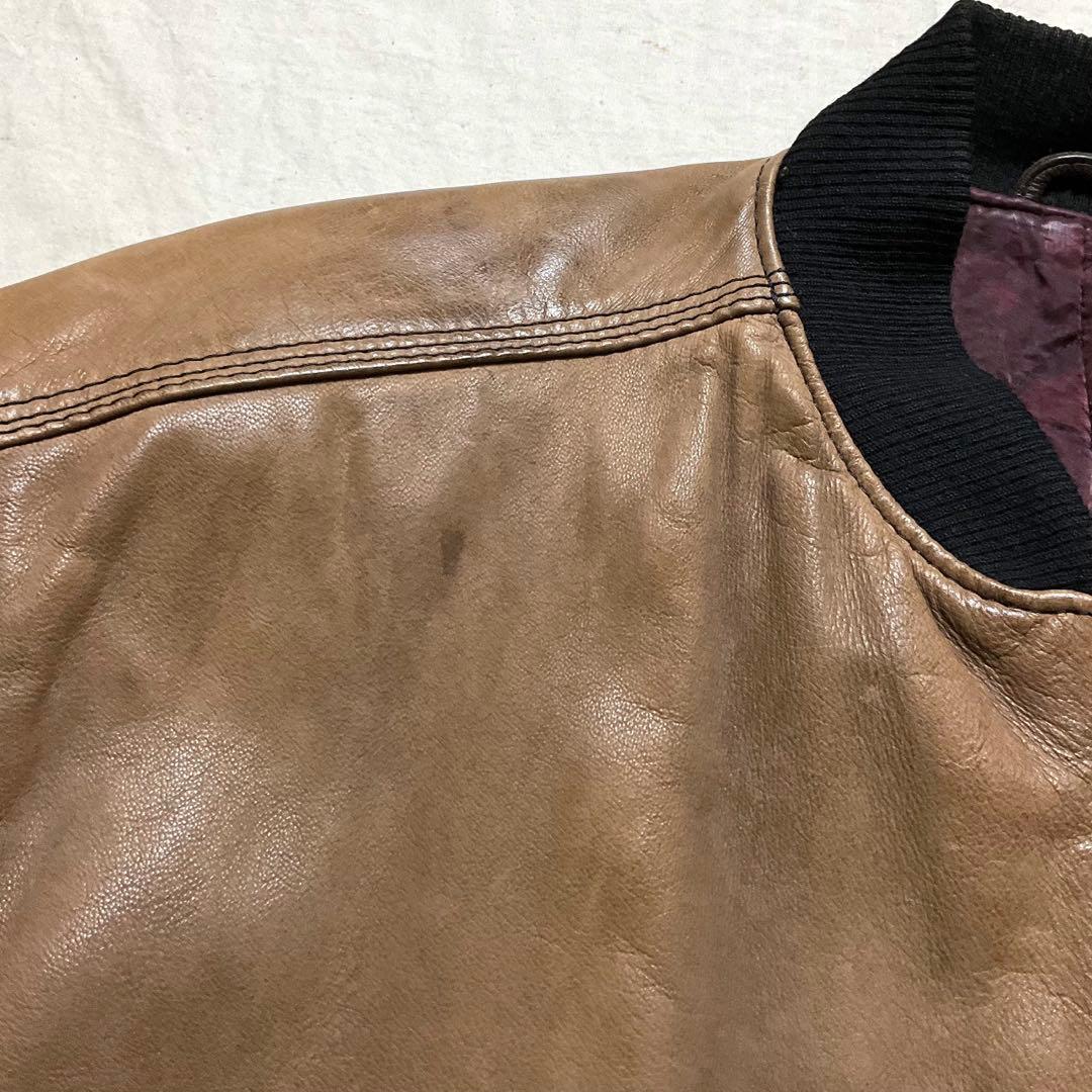 専用 Hugo Boss 本革レザー MA-1 ボンバージャケット ゆるダボ