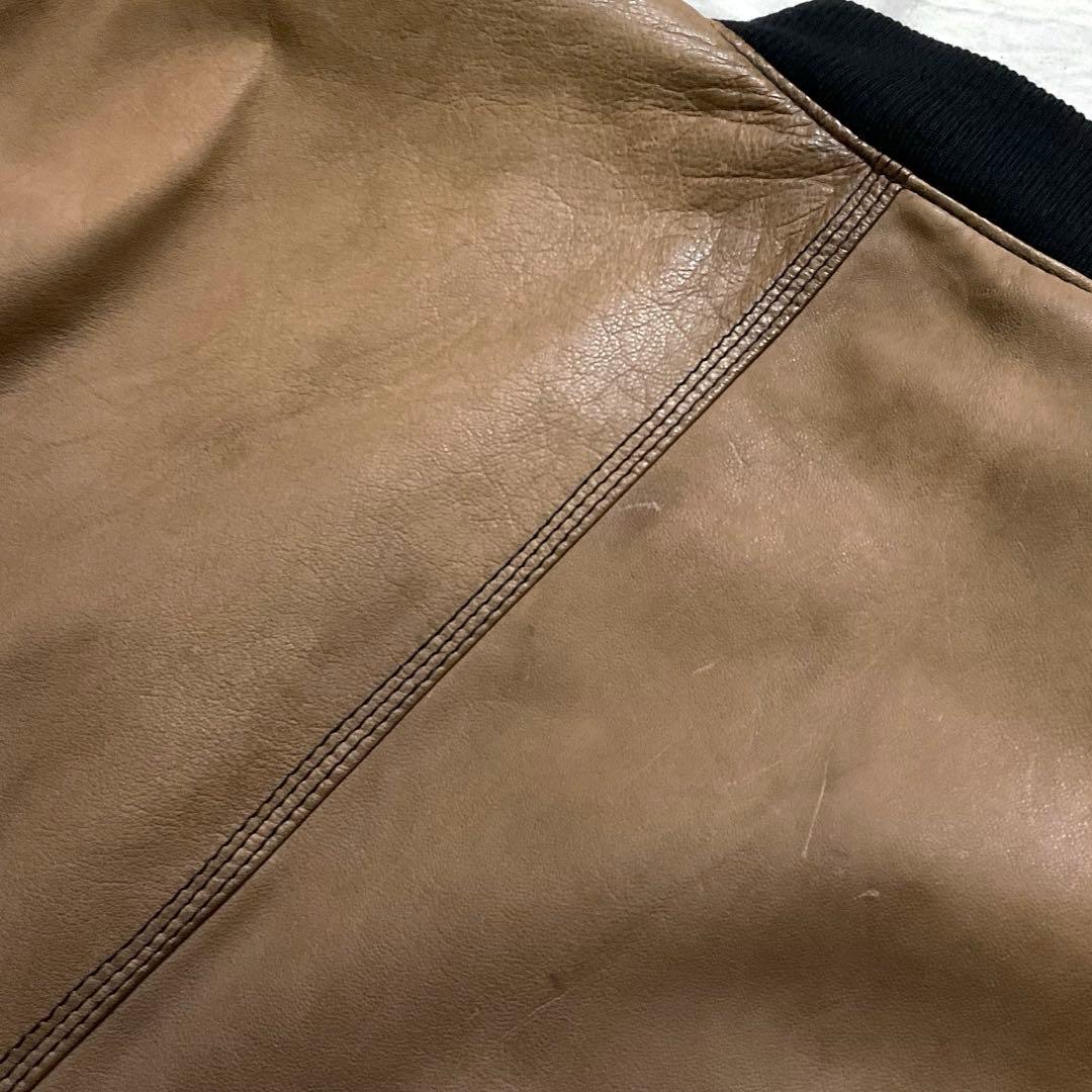 専用 Hugo Boss 本革レザー MA-1 ボンバージャケット ゆるダボ