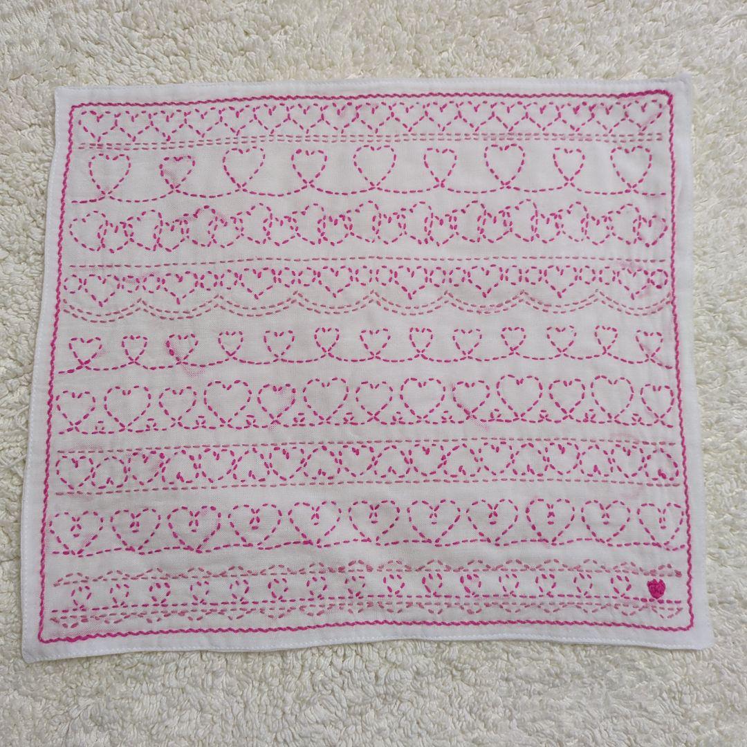 刺し子ふきん（りんご＆ハートのレース）