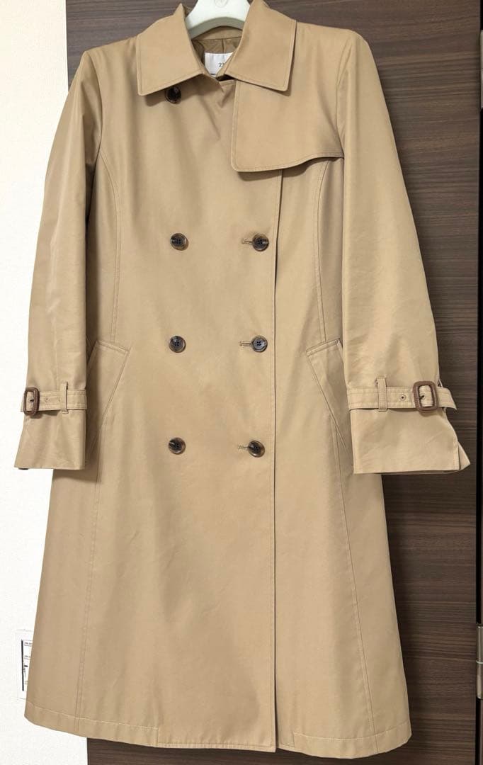 最終価格 美品23区コットンポリエステルギャバジン ロング トレンチコート36