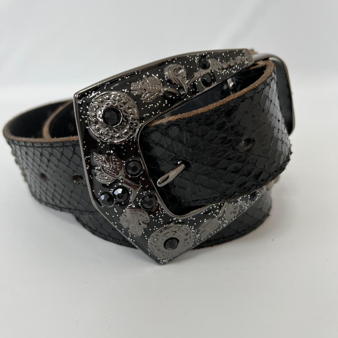 トルネードマート　スタッズベルト　パイソン　黒　Mサイズ　Y2K