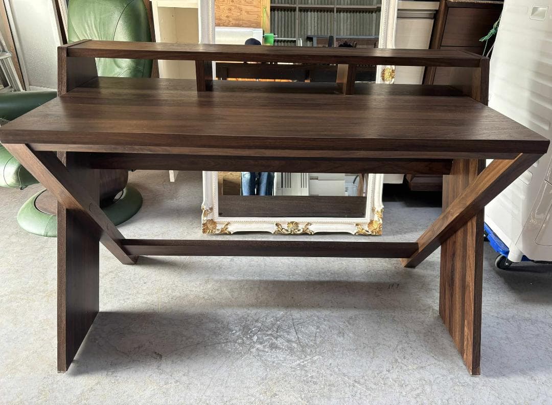 モダン パーソナルデスク、ブラウン木目 PCデスクのみ Used