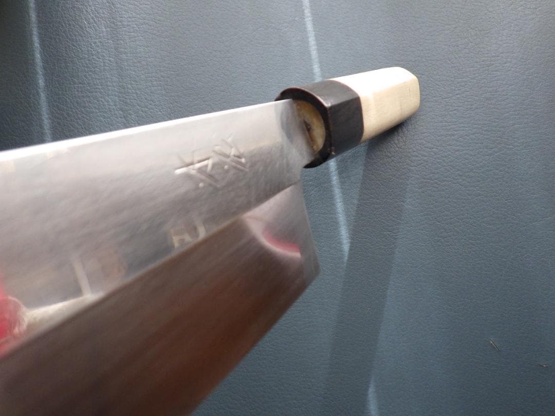 日本橋木屋㊧利き★東型薄刃包丁220ｍｍマチ/白紙・★黒水牛柄★手研ぎ済み▲