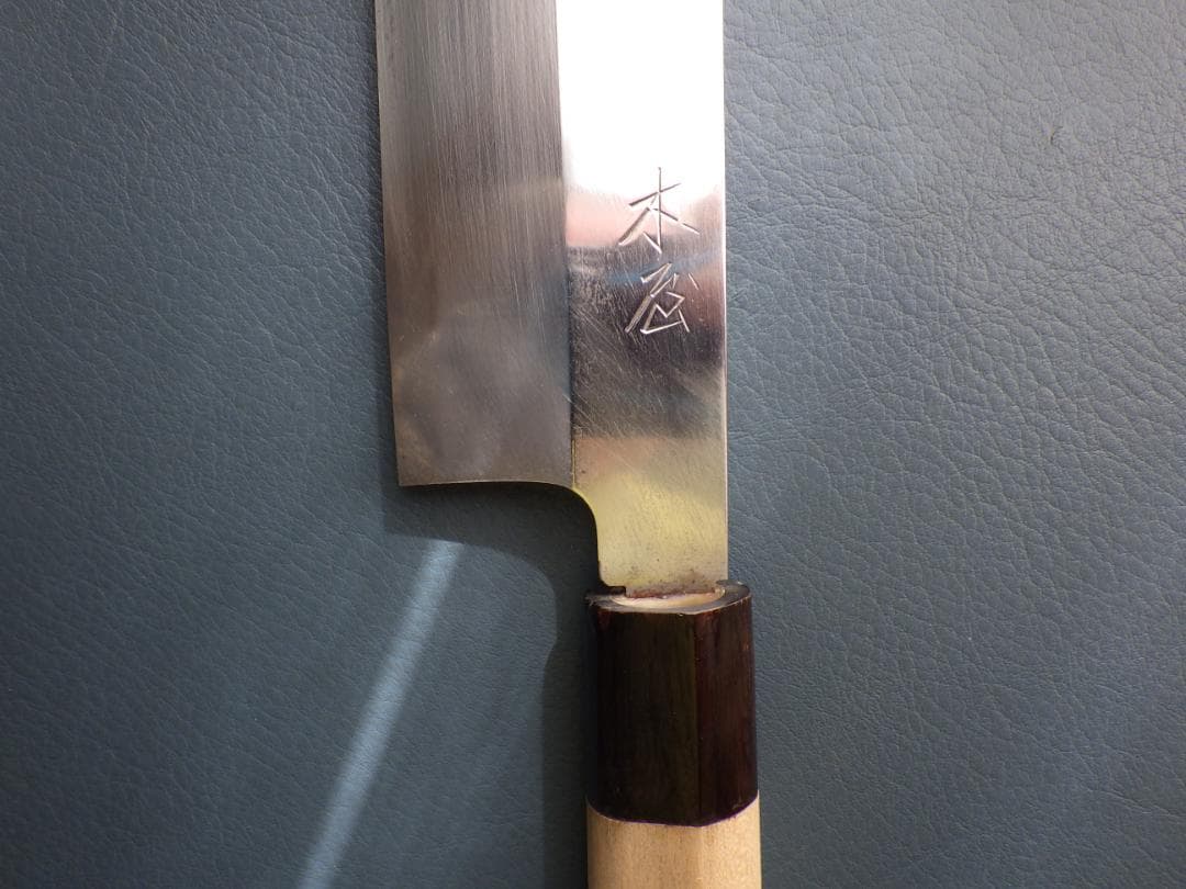 日本橋木屋㊧利き★東型薄刃包丁220ｍｍマチ/白紙・★黒水牛柄★手研ぎ済み▲