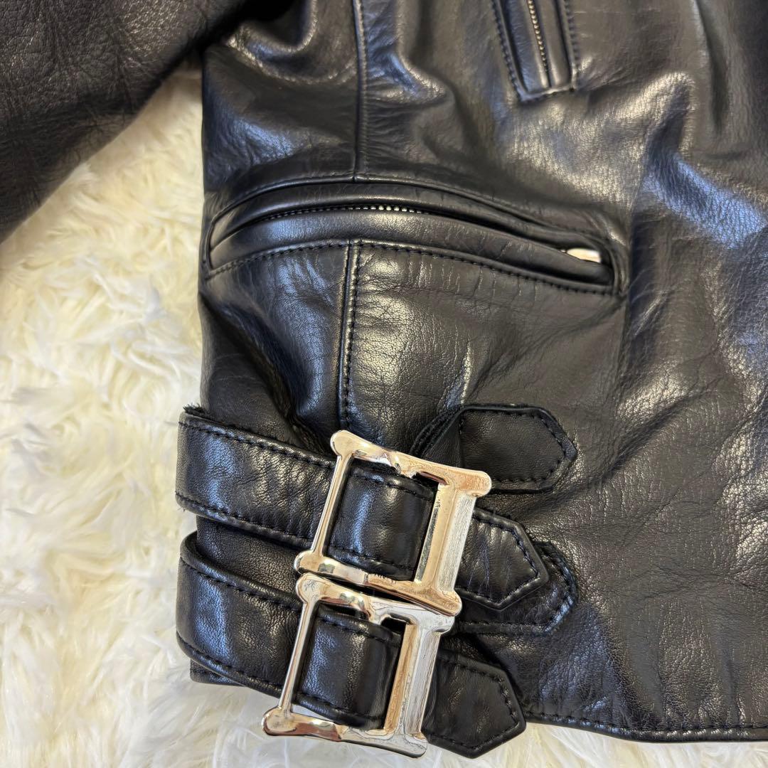 CINOH チノ ダブルライダース レザージャケット 38 黒 秋冬