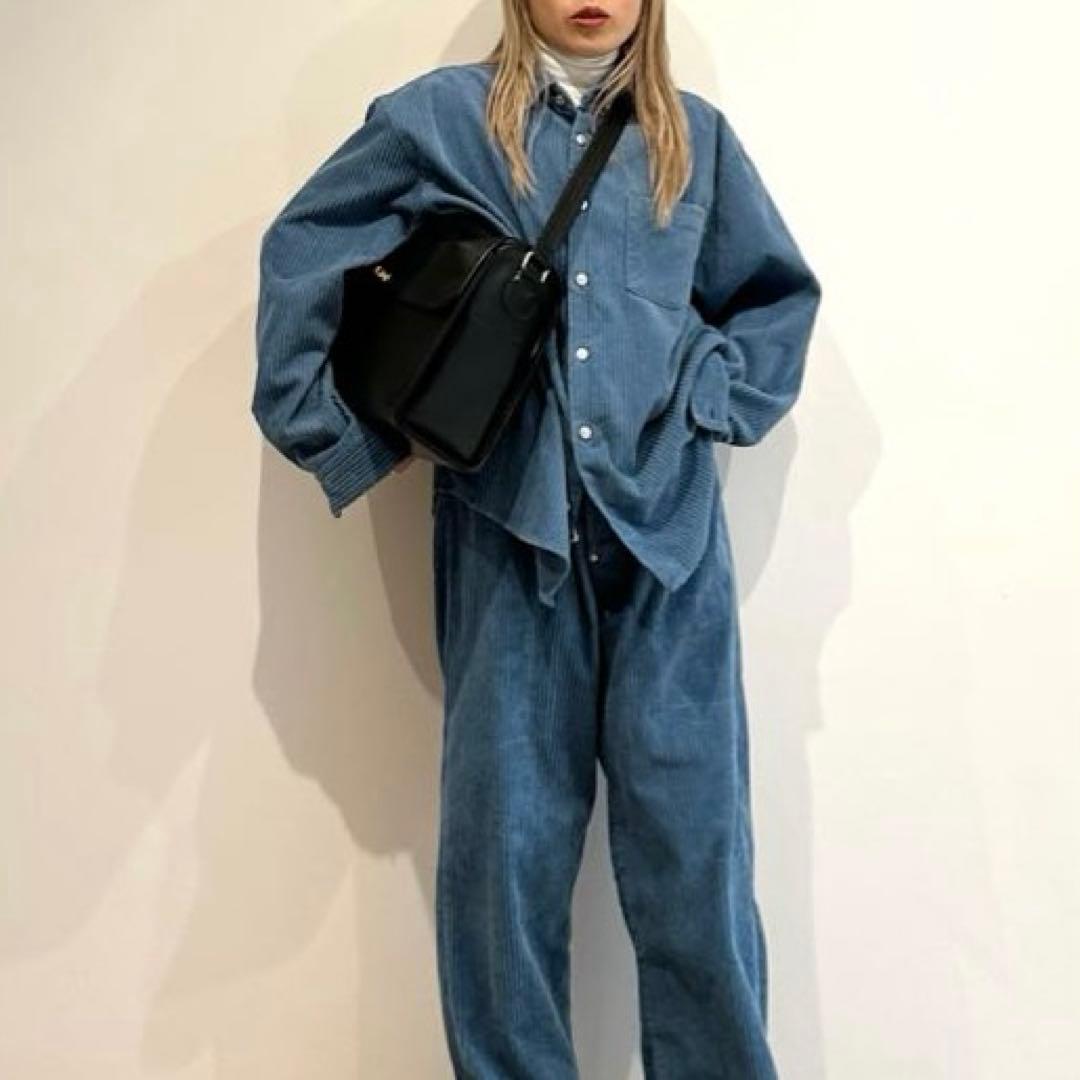 HOLIDAY ブルー　ダメージ　コーディロイ　シャツジャケット