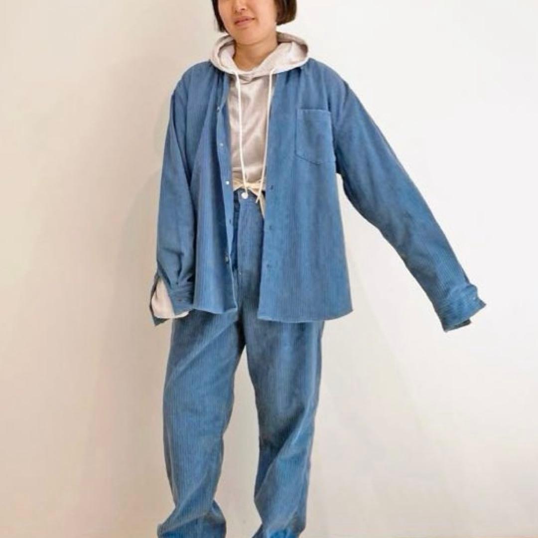 HOLIDAY ブルー　ダメージ　コーディロイ　シャツジャケット