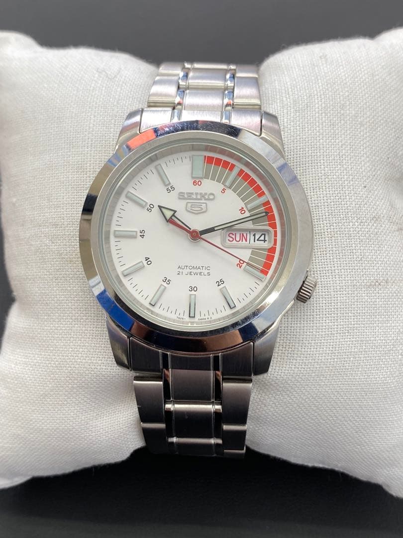 セイコー5 メタルバンド 腕時計 自動巻き デイデイト 裏スケルトン