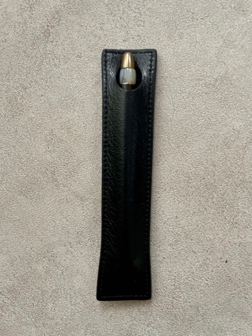 真鍮万年筆　 曲線デザイン木製スタンド　ペンケース付き