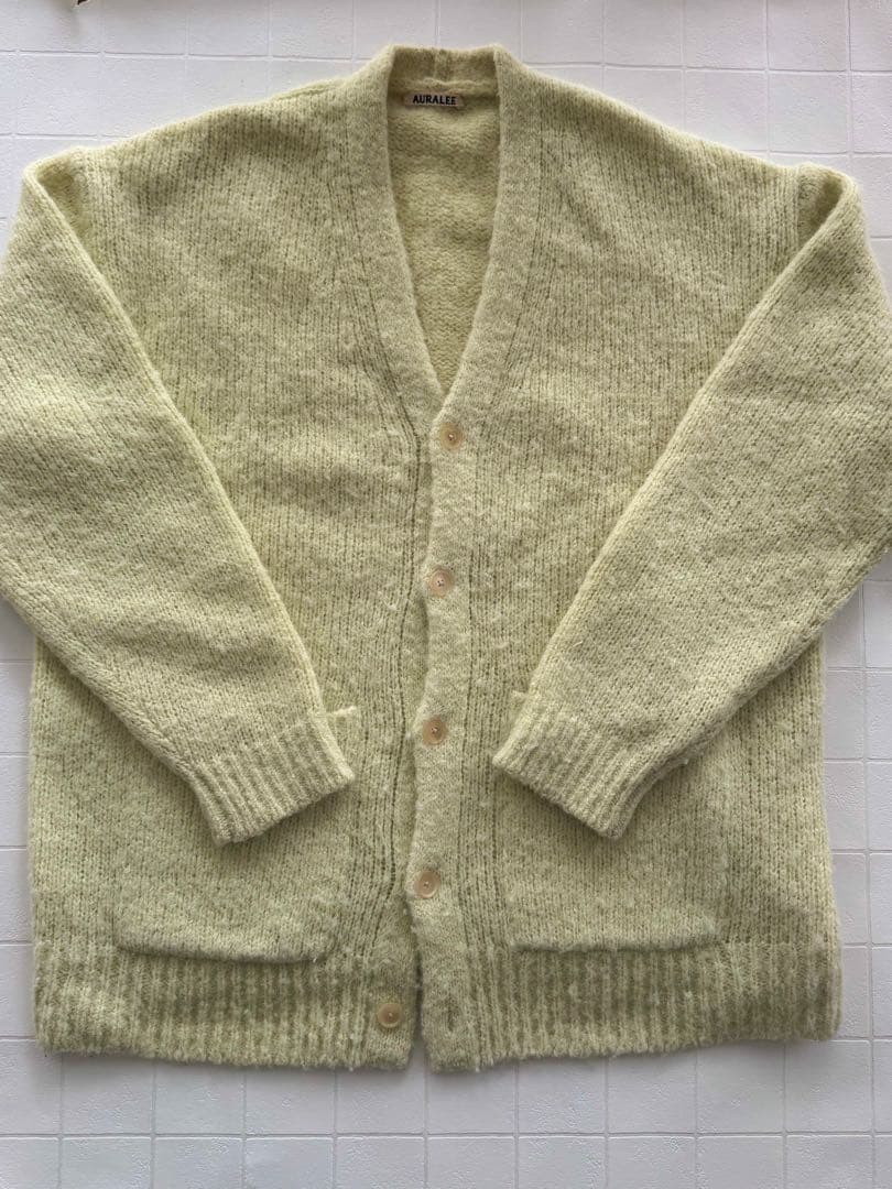 AURALEE アルパカニットライトイエローカーディガン