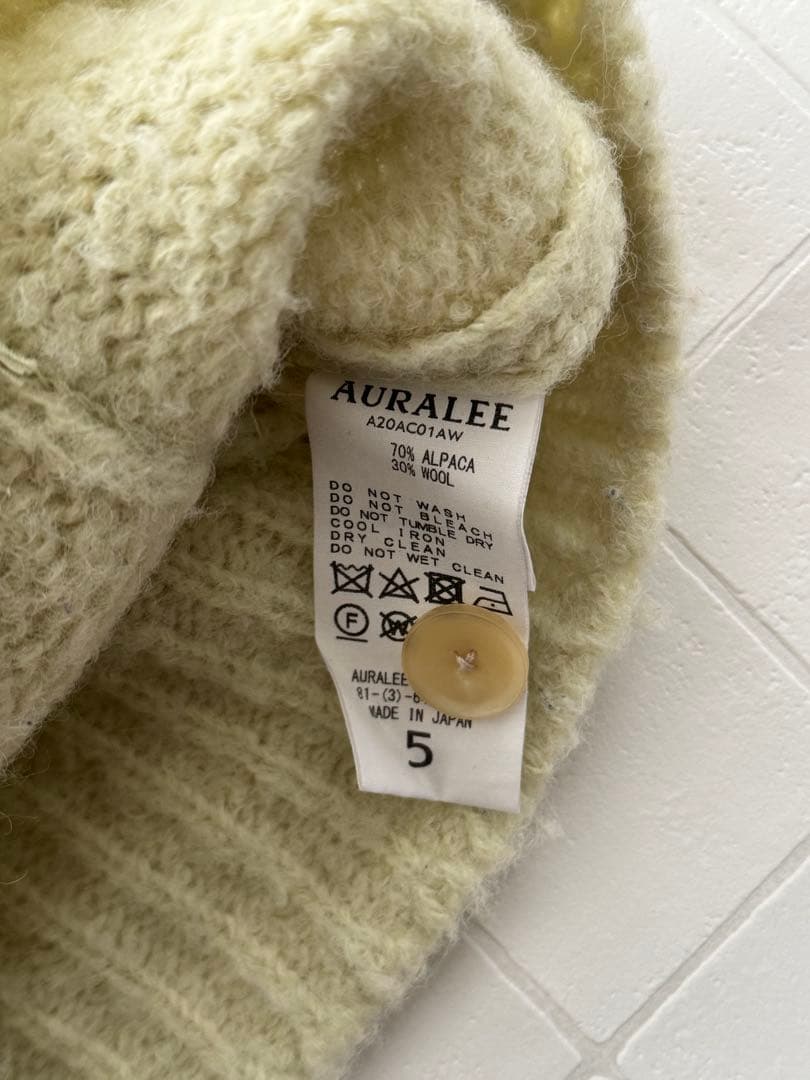 AURALEE アルパカニットライトイエローカーディガン