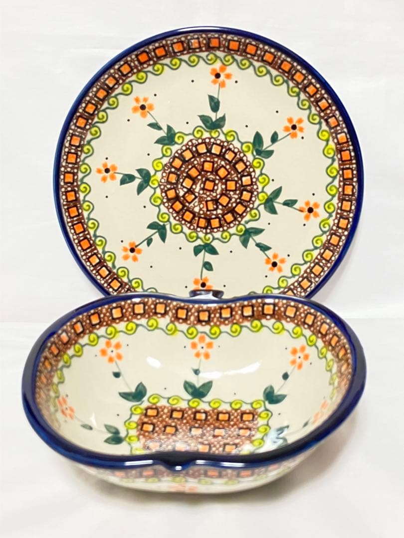 ポーランド食器★ ポーリッシュポタリー★リンゴボウル★プレートセット★ミレナ