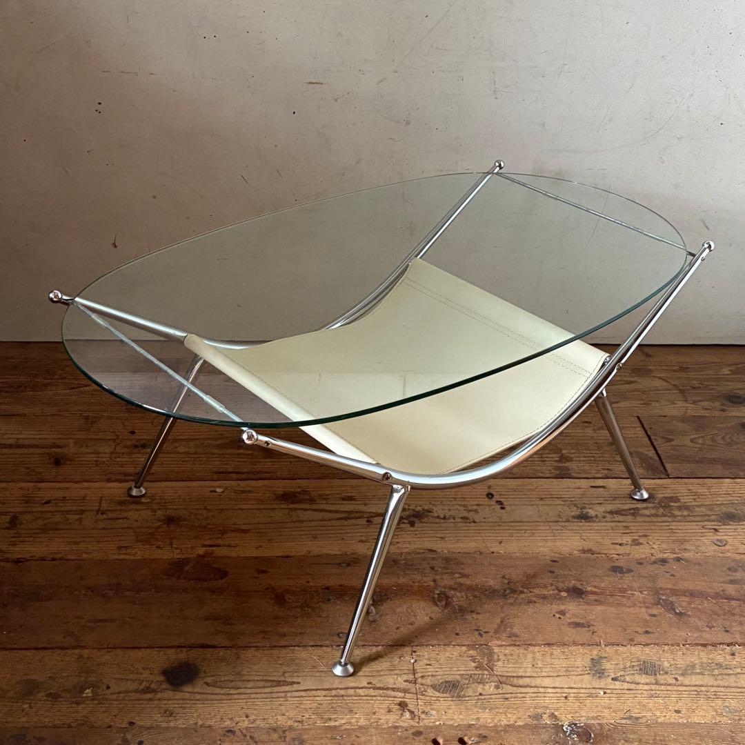 ミッドセンチュリー ガラスセンターテーブル