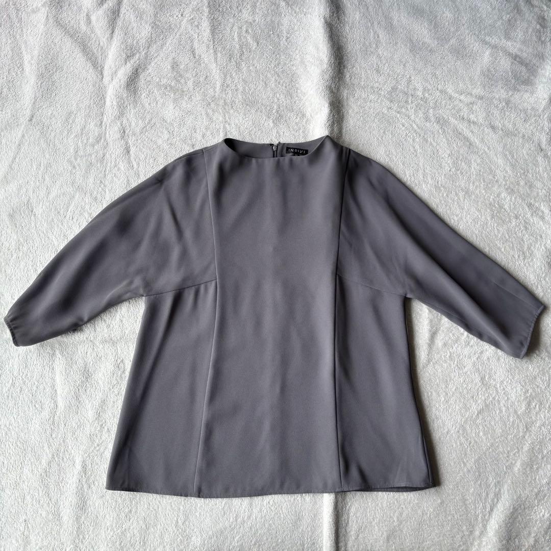 ✨️美品 INDIVI インディヴィ ノーカラー スーツ 3点 グレー Lサイズ