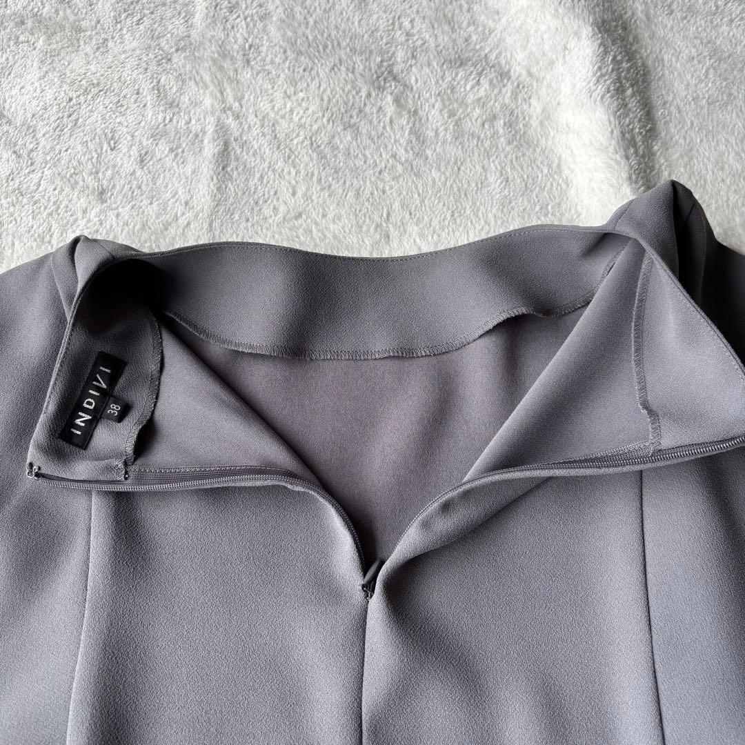 ✨️美品 INDIVI インディヴィ ノーカラー スーツ 3点 グレー Lサイズ