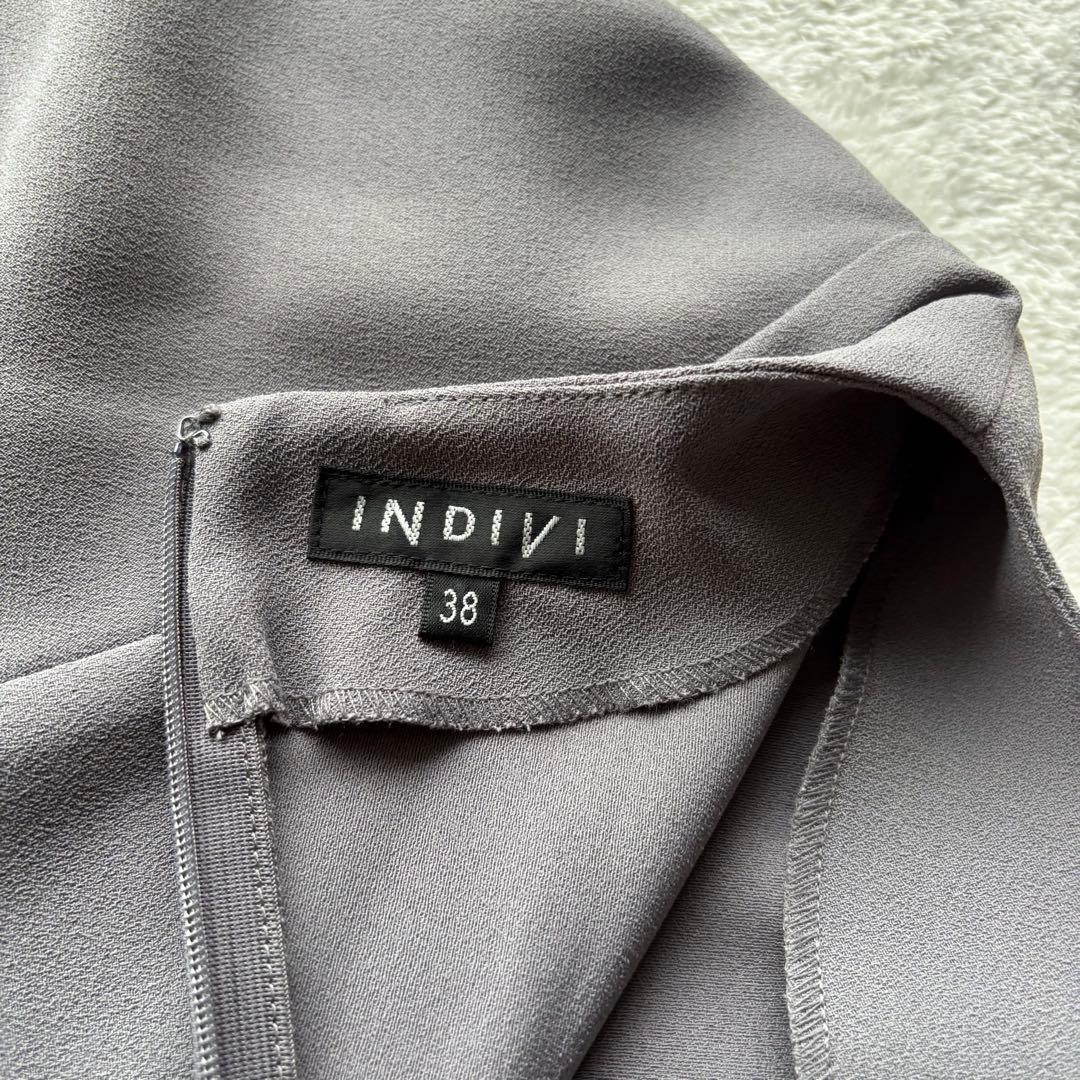✨️美品 INDIVI インディヴィ ノーカラー スーツ 3点 グレー Lサイズ