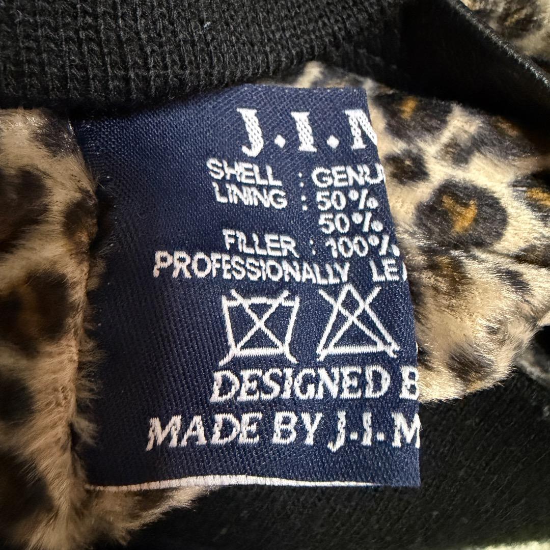 【本革】J.I.M.S レザージャケット ヒョウ柄ライニング シングルライダース