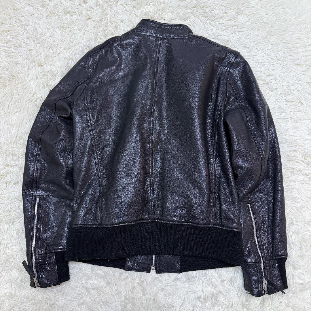 【本革】J.I.M.S レザージャケット ヒョウ柄ライニング シングルライダース