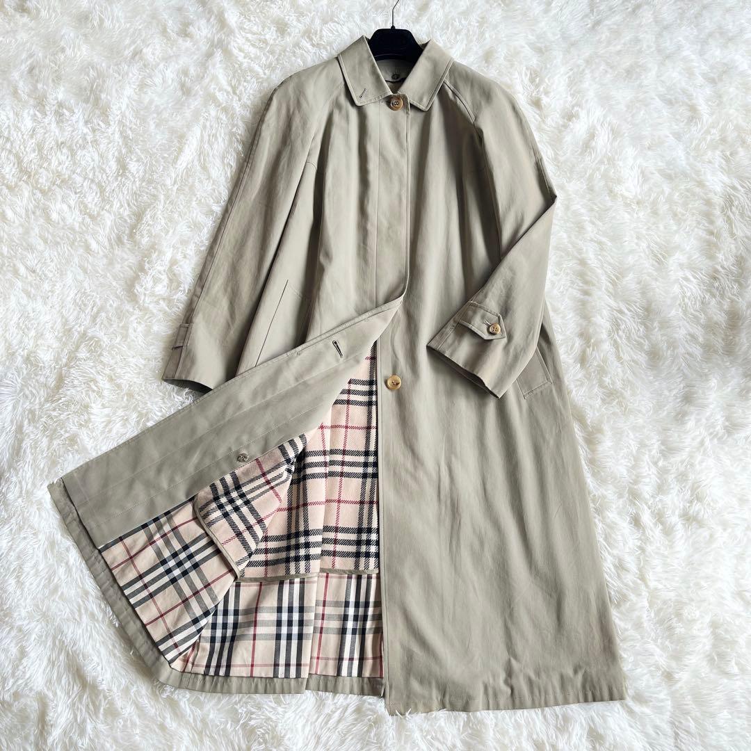 美品　バーバリーロンドン　ステンカラーコート　カーキ　ライナー付き　ノバチェック