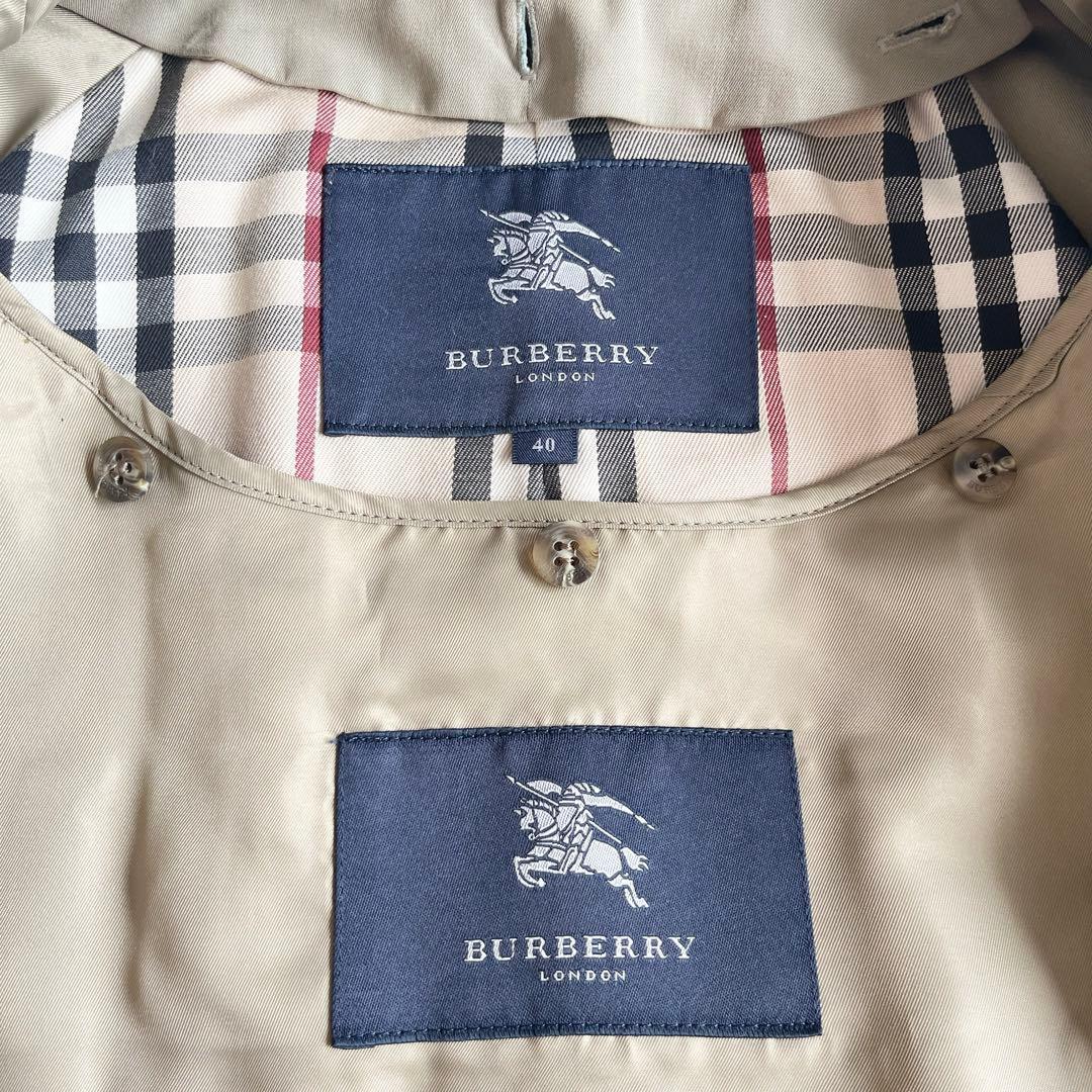 美品　バーバリーロンドン　ステンカラーコート　カーキ　ライナー付き　ノバチェック