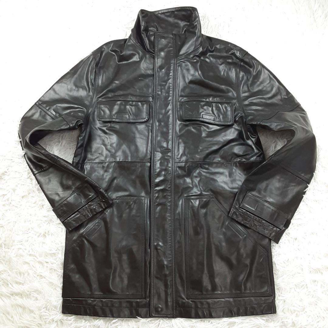 美品◎ZEGNA ゼニア ホースハイドレザーコート ロングコート 黒 馬革