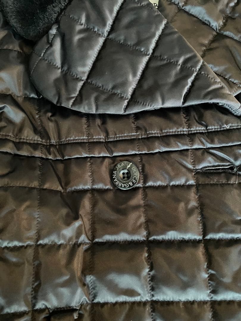 DOLCE&GABBANA D&G中綿ダブルブレストロングコート黒ナイロンダウン