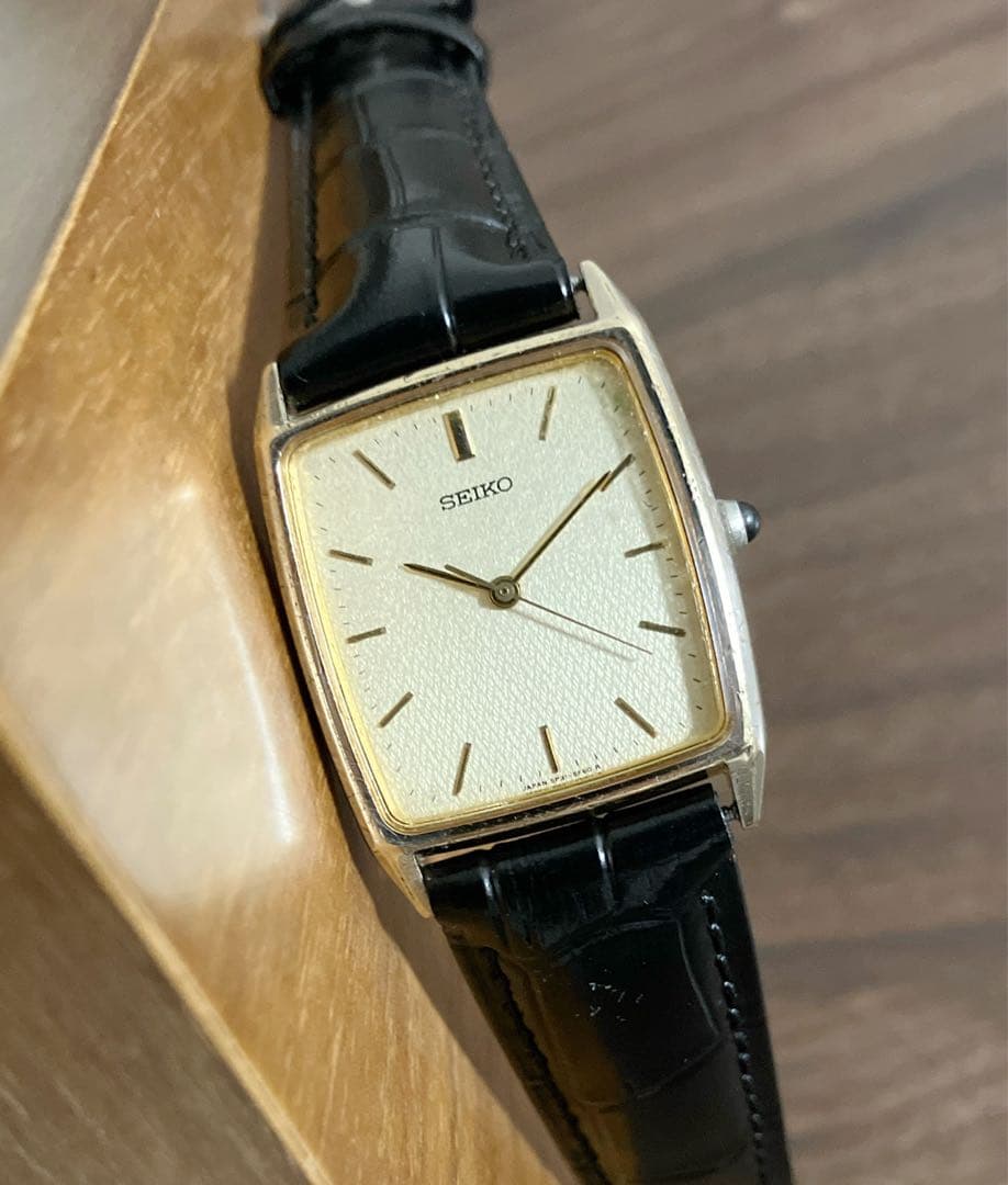 セイコー タンク メンズ 腕時計 稼働品 新品革ベルト