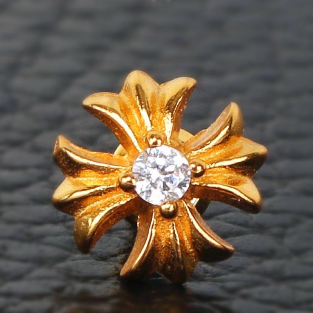 22k スタッドピアス　chプラス　ワンダイヤ スタッドピアス メンズ　片耳