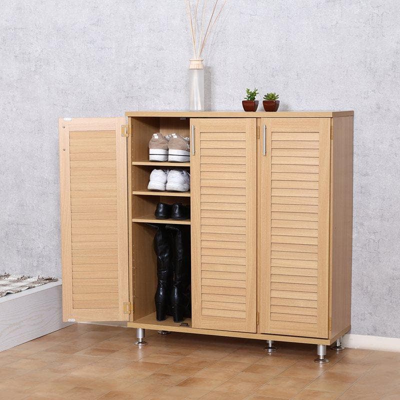 ルーバーシューズボックス 幅90.5cm ナチュラル [5093]