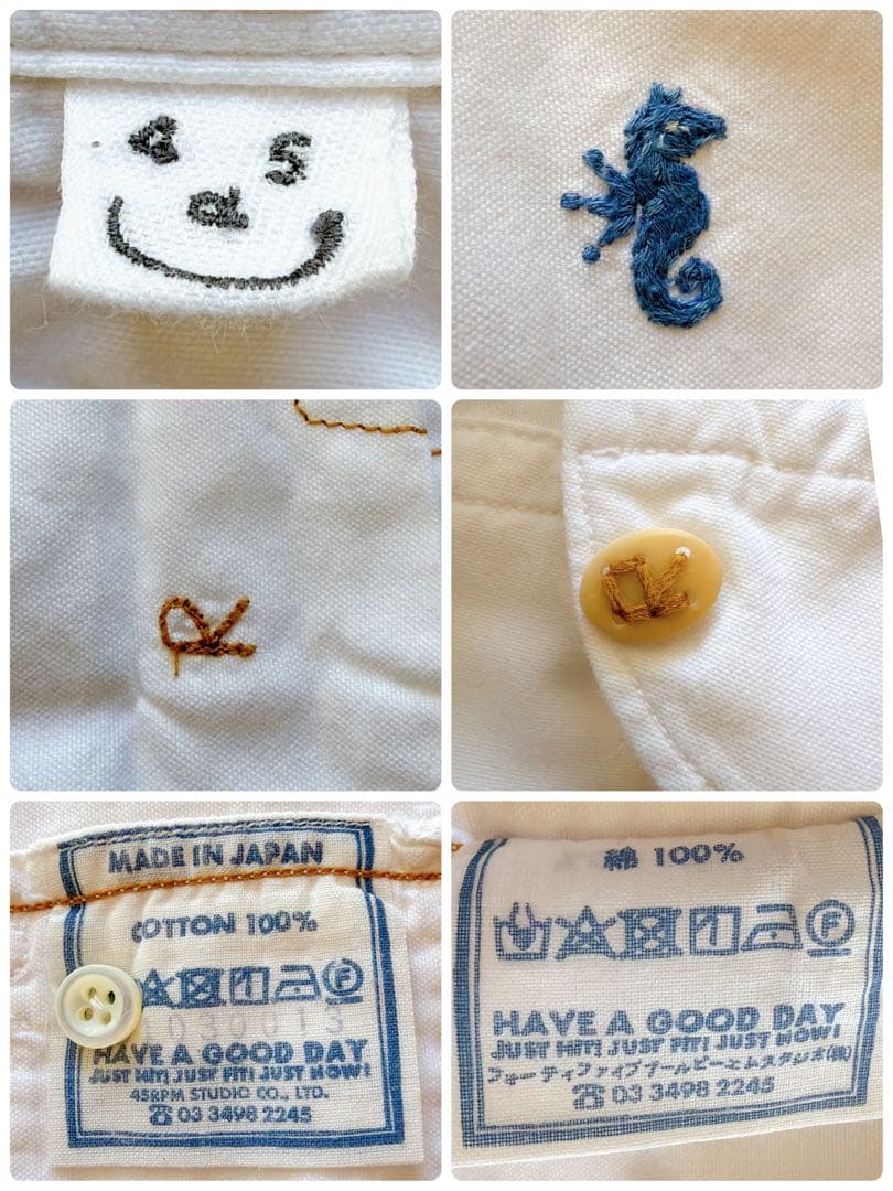 現行✨️45R うすオックス 908 オーシャンシャツ R刺繍 ホワイト 3