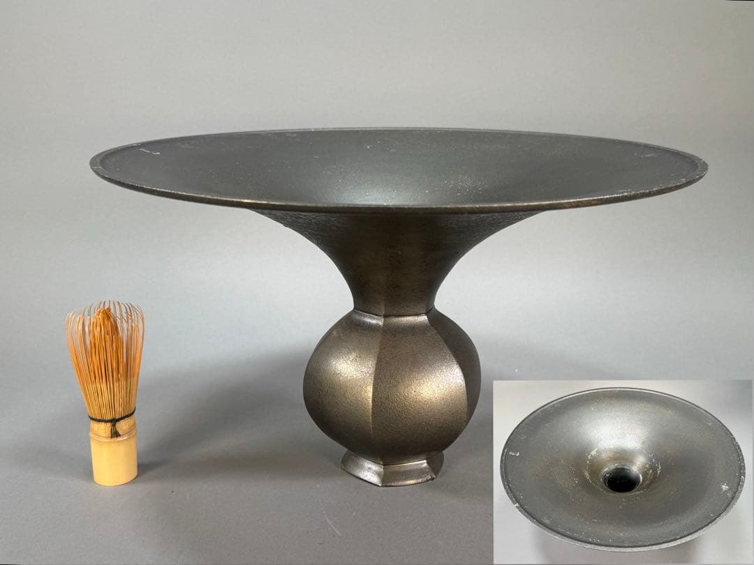 池坊　いけばな　銅鋳　銅花器　立花　生花　花瓶　華道具　直径36cm