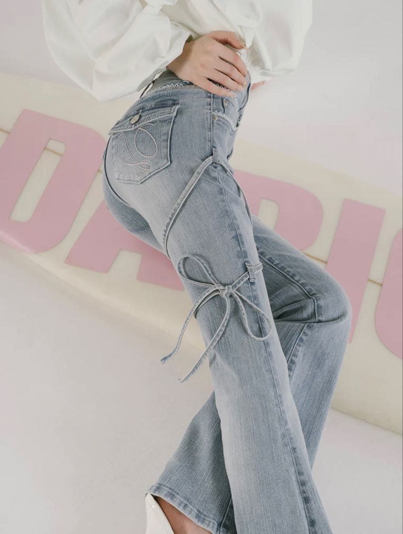 Darich ダーリッチ　ピコレースハイウエストフレアデニム　XSサイズ