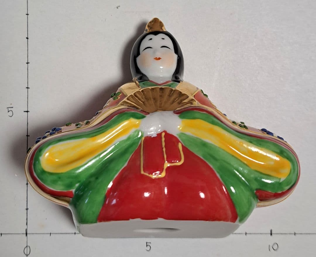 k-⑮九谷焼 ひな人形 3号 親王飾り 青とオレンジ
