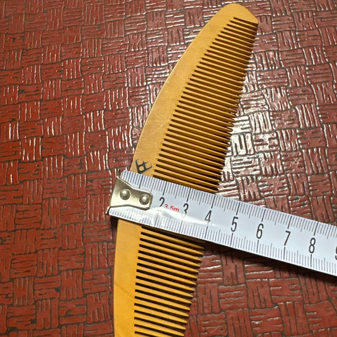 本つげ櫛　とき櫛約13㎝とびん櫛約16.5㎝　2本セ艶髪　髪結