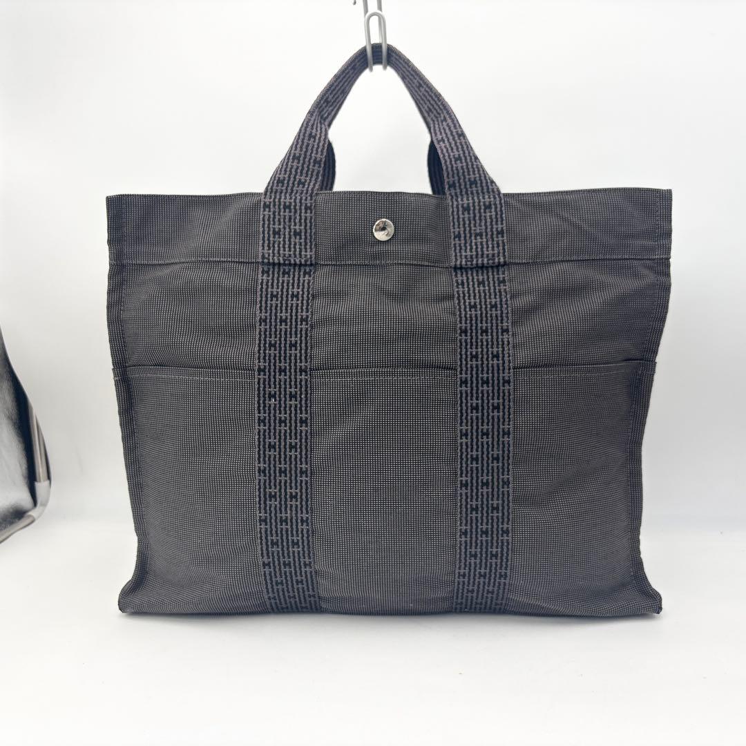 エルメス エールライン MM トートバッグ グレー系 鞄 カバン カデナ