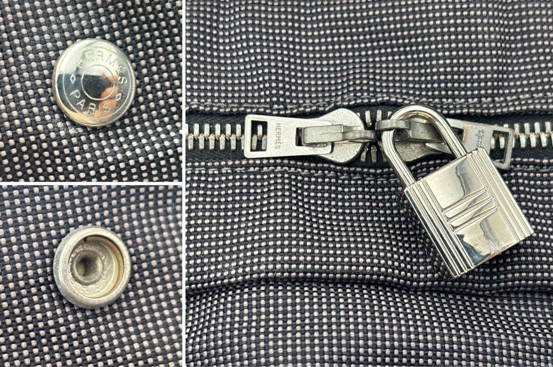 エルメス エールライン MM トートバッグ グレー系 鞄 カバン カデナ